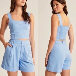 Abercrombie & Fitch Linen Blue Shorts Set